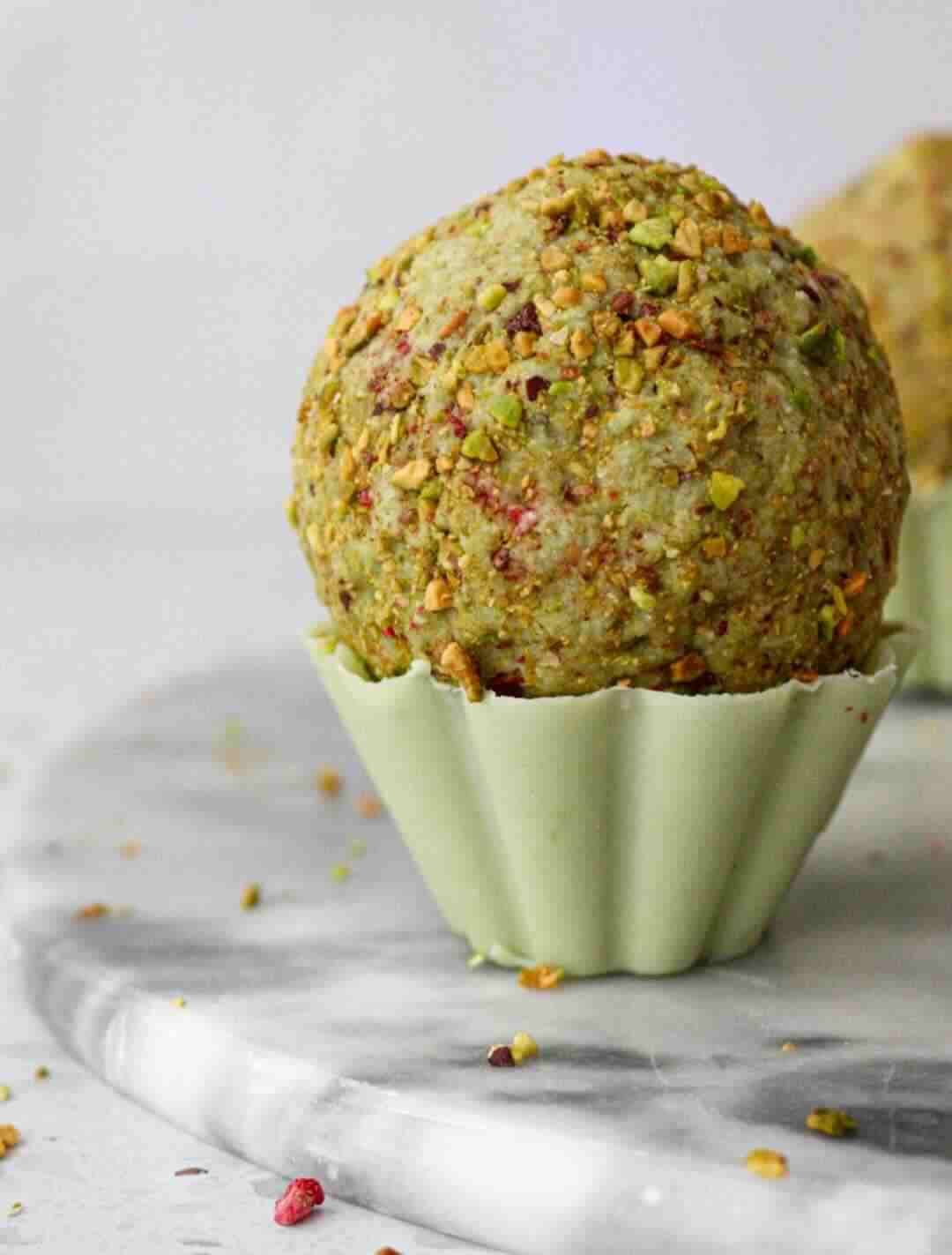 Raspberry Bomboms Layered Pistachio Raspberry Bonbons
